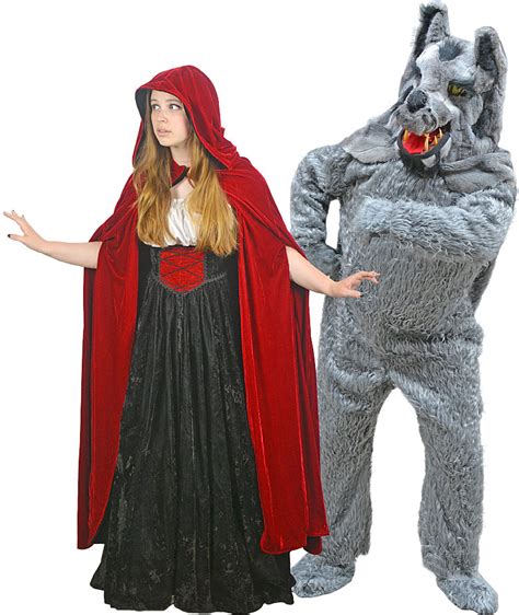 little red riding and wolf costume|scary red riding hood costume.